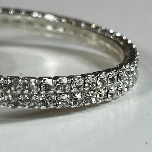 Swarovski Elements Women's Hoop Earrings Clear Crystals two tiers - Picture 3 of 6